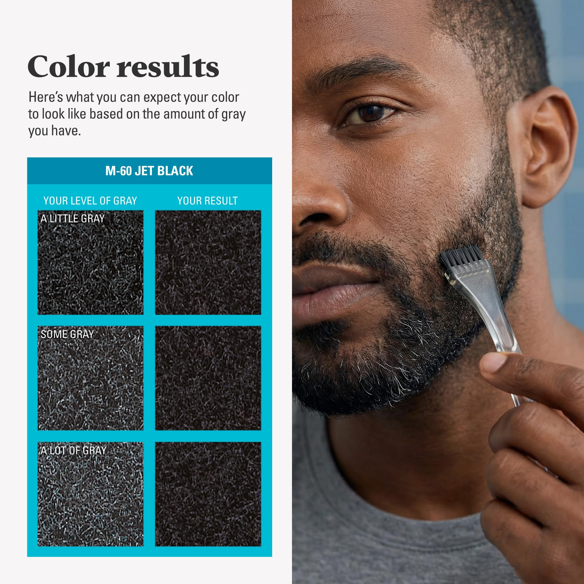 Just For Men lifestyle shot of groomed bearded man highlighting natural finish