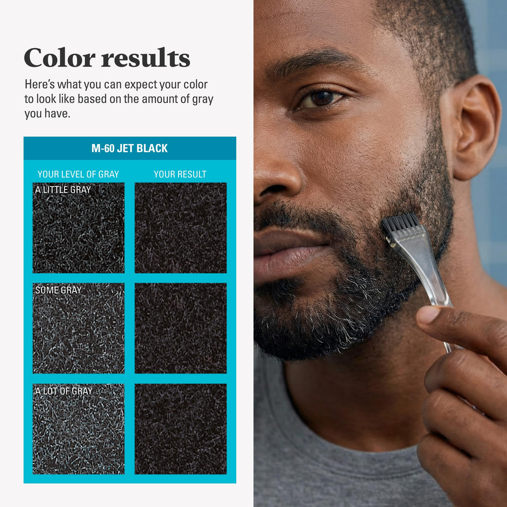 Just For Men lifestyle shot of groomed bearded man highlighting natural finish