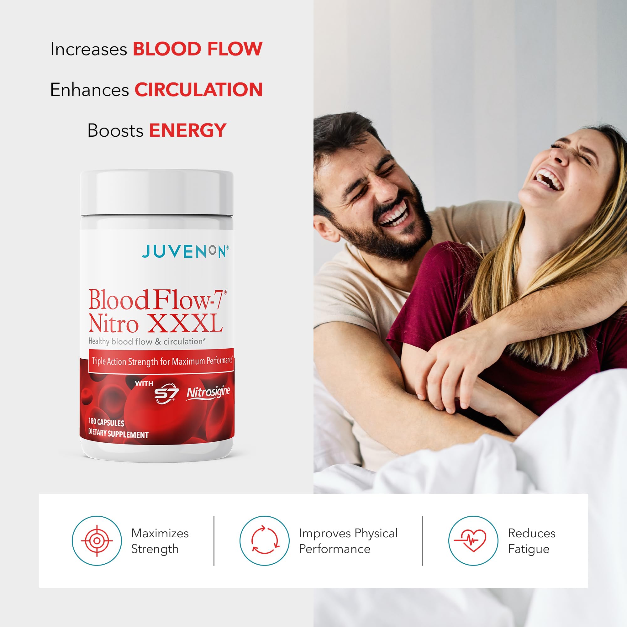 Juvenon close-up label highlighting Nitrosigine and S7 benefits
