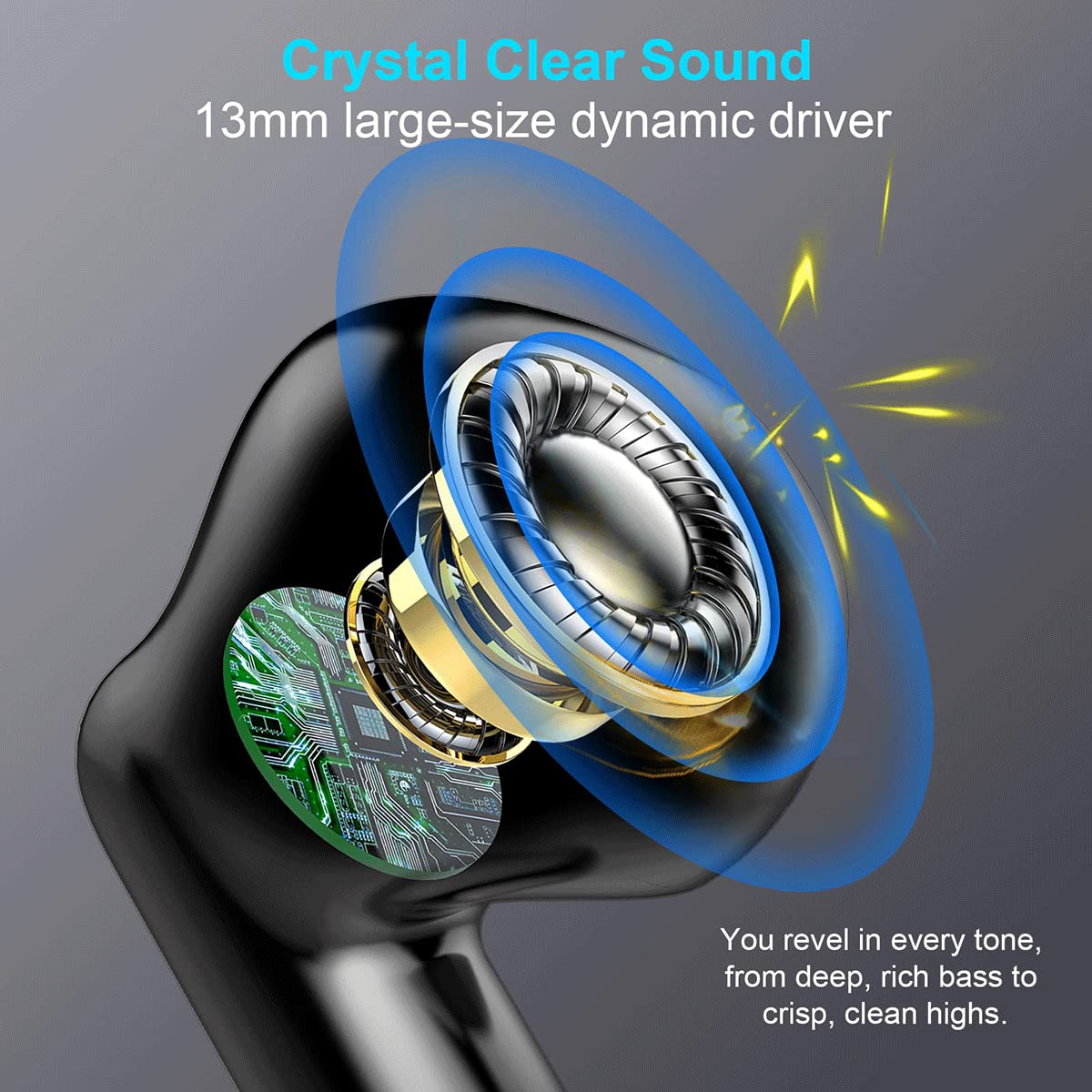 Jxrev ergonomic in‑ear fit side profile demonstrating secure comfortable wear for workouts
