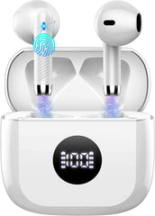 Jxrev front view with open charging case showing earbuds and compact design benefits