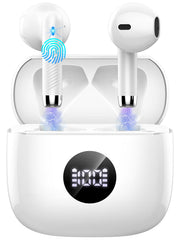Jxrev front view of earbuds and compact case showing sleek design and portability
