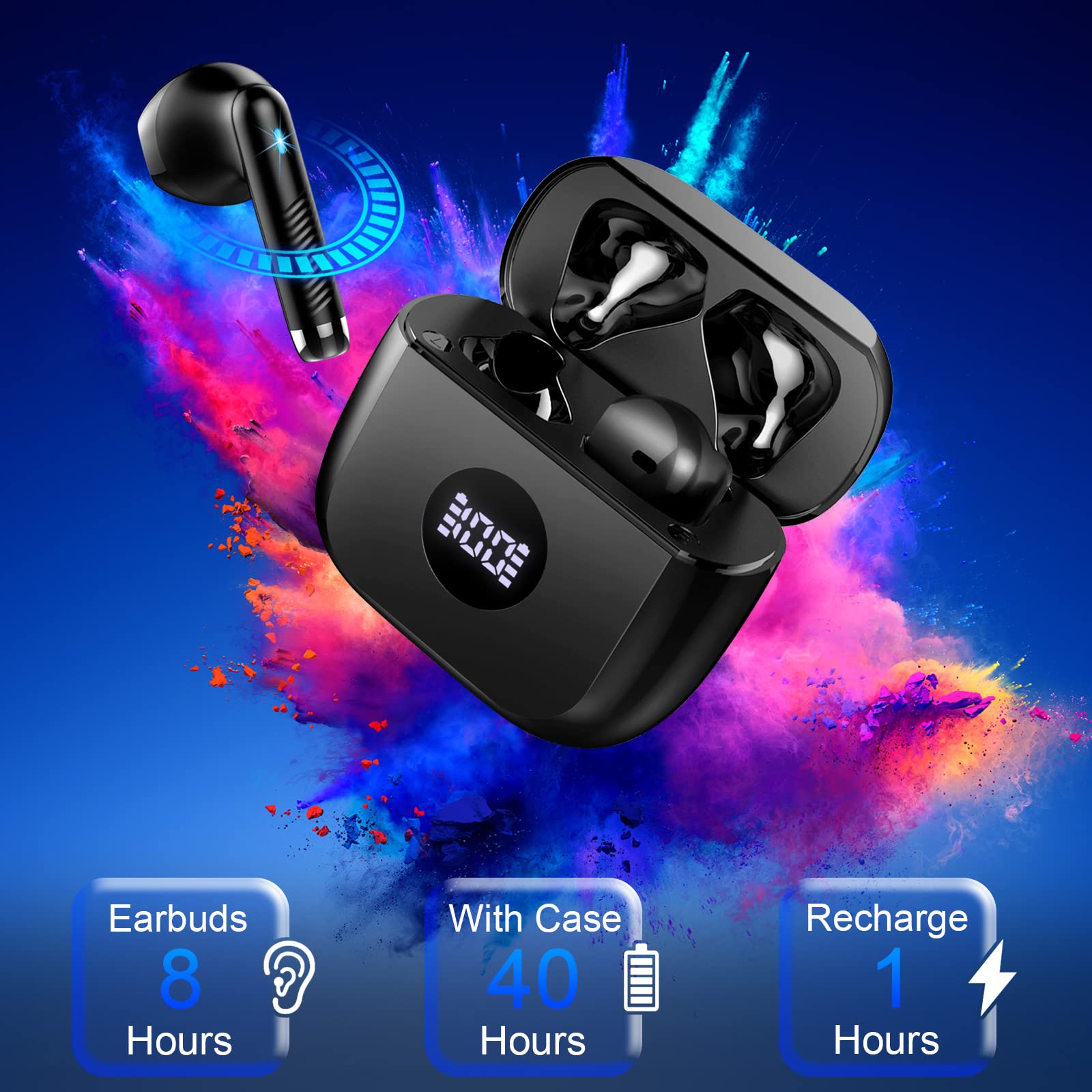 Jxrev earbuds next to a coin showing small 3g size for portability and pocket-friendly carry