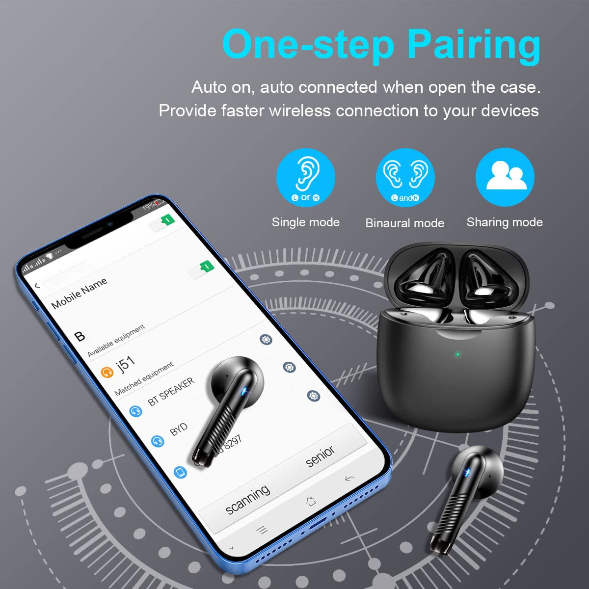 Jxrev earbuds worn by runner showing IP7 sweat resistance and outdoor durability benefit