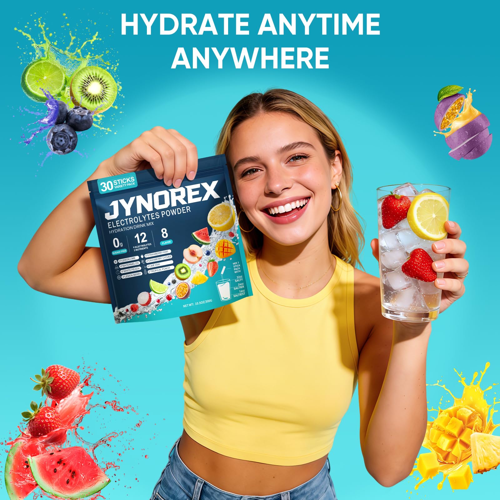 JYNOREX used outdoors by hiker showing on-the-go hydration and endurance support