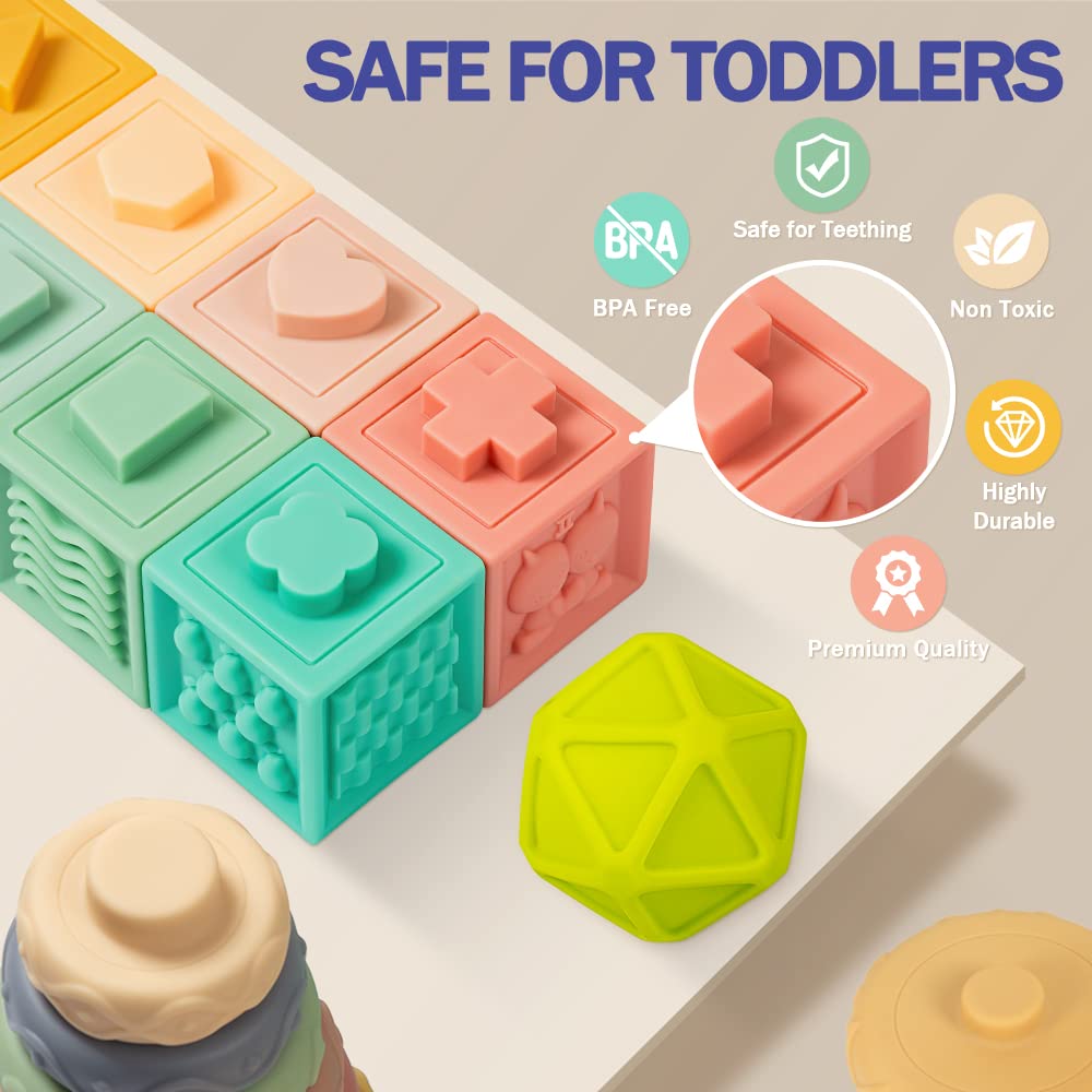 Jyusmile soft colored blocks close-up showing numbers and shapes for early counting