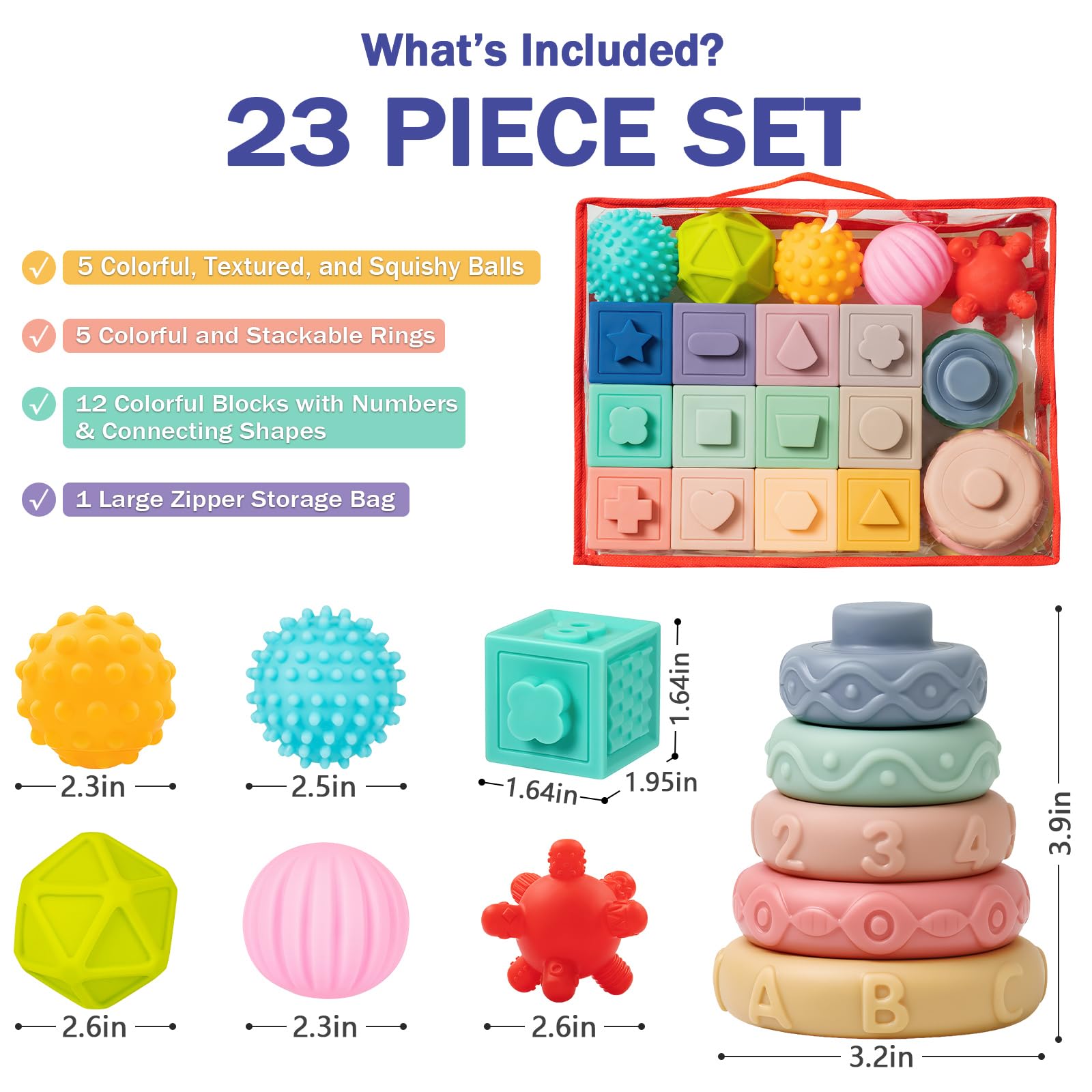 Jyusmile stacking rings in action with baby practicing balance and hand-eye coordination