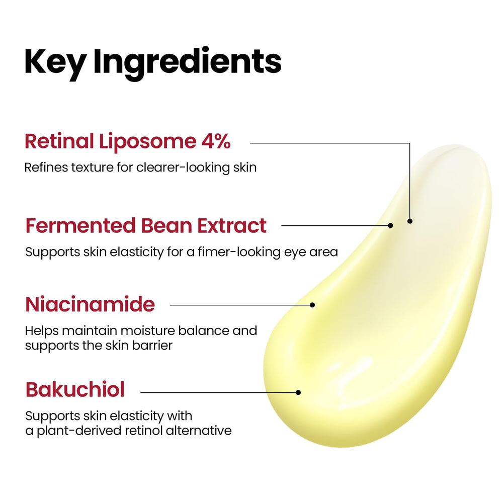 K-SECRET label listing retinal liposome 4% and ingredient benefits on packaging
