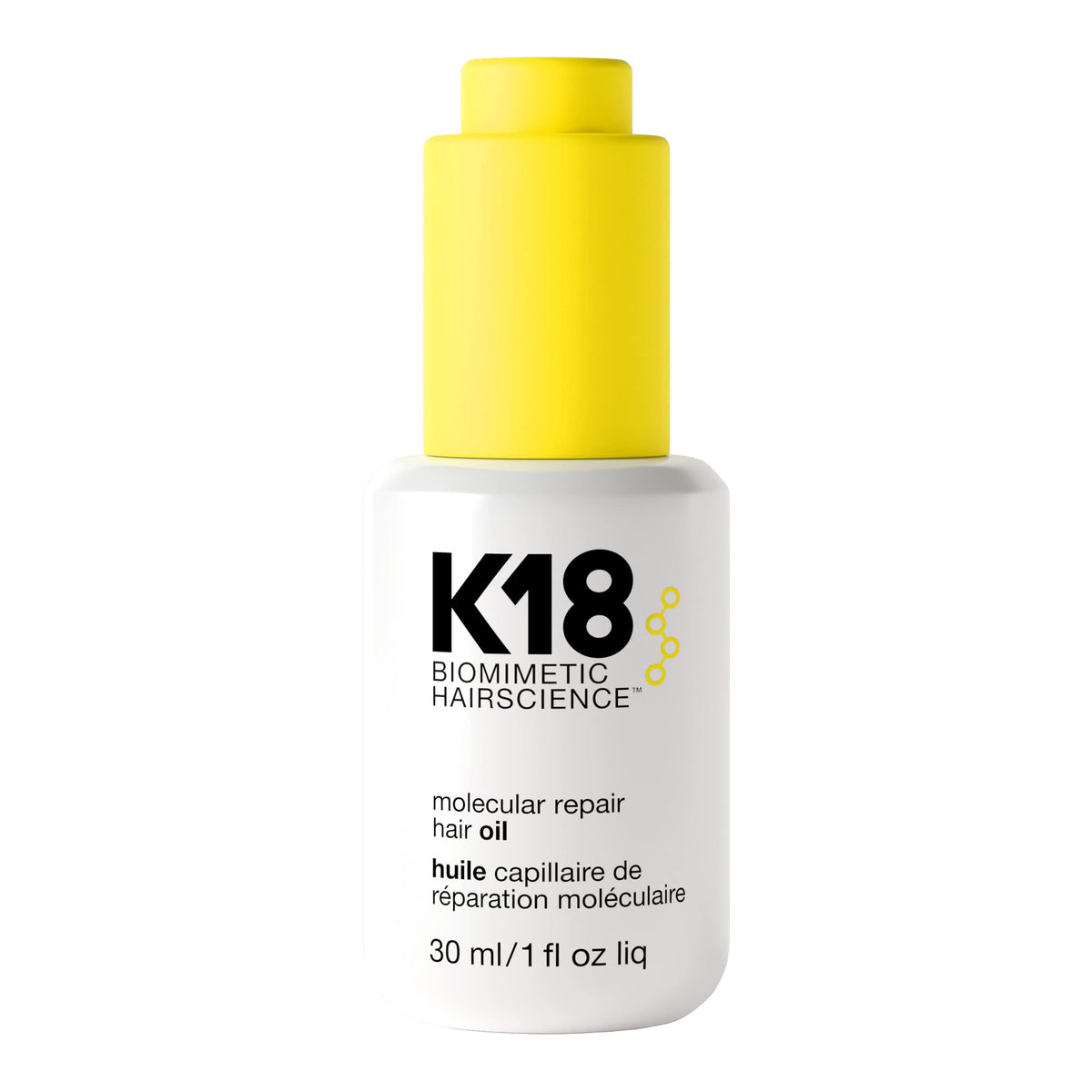K18 front packaging bottle showing sleek design and product identity for easy recognition