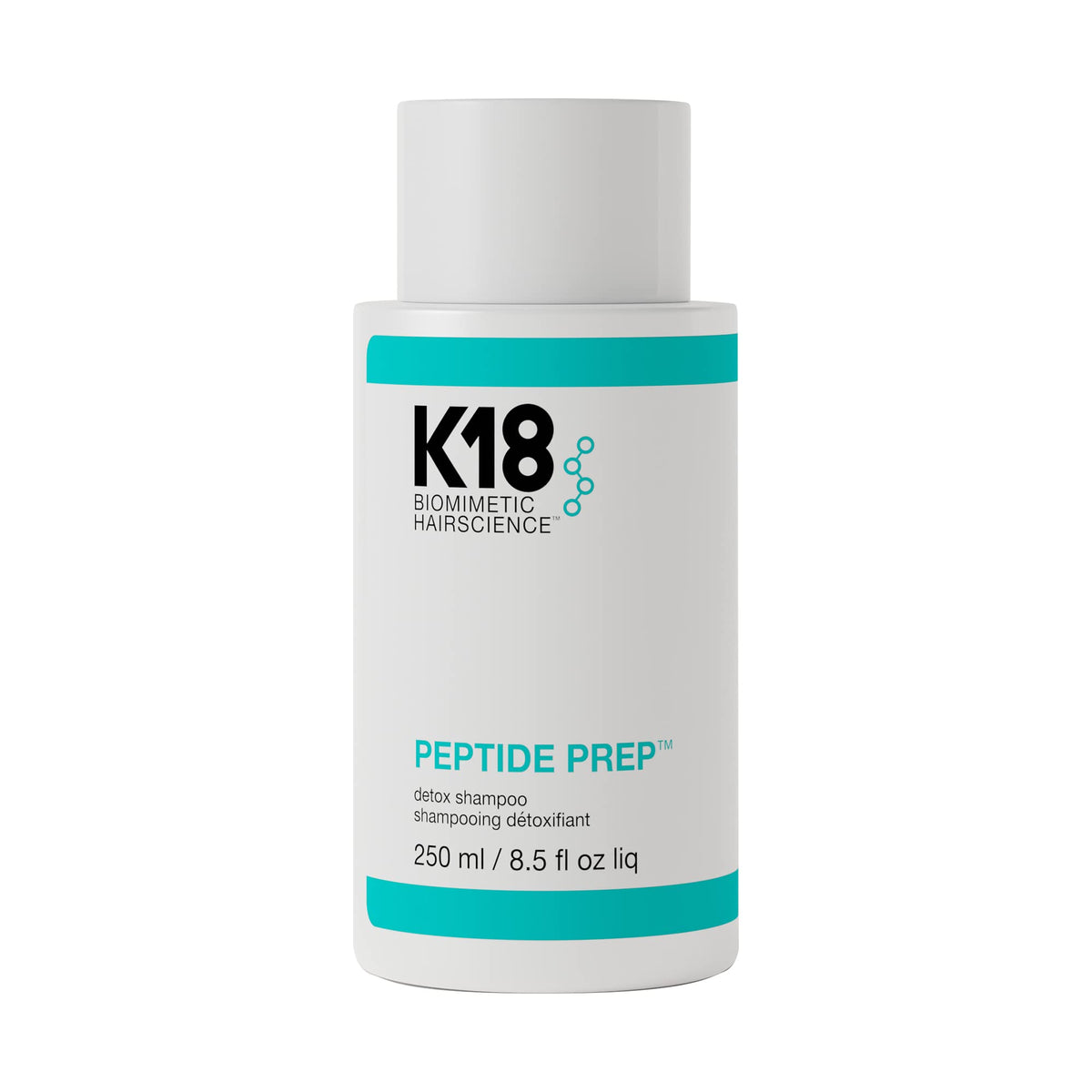 K18 Peptide Prep Detox Shampoo front bottle showing label and size for clarity and trust