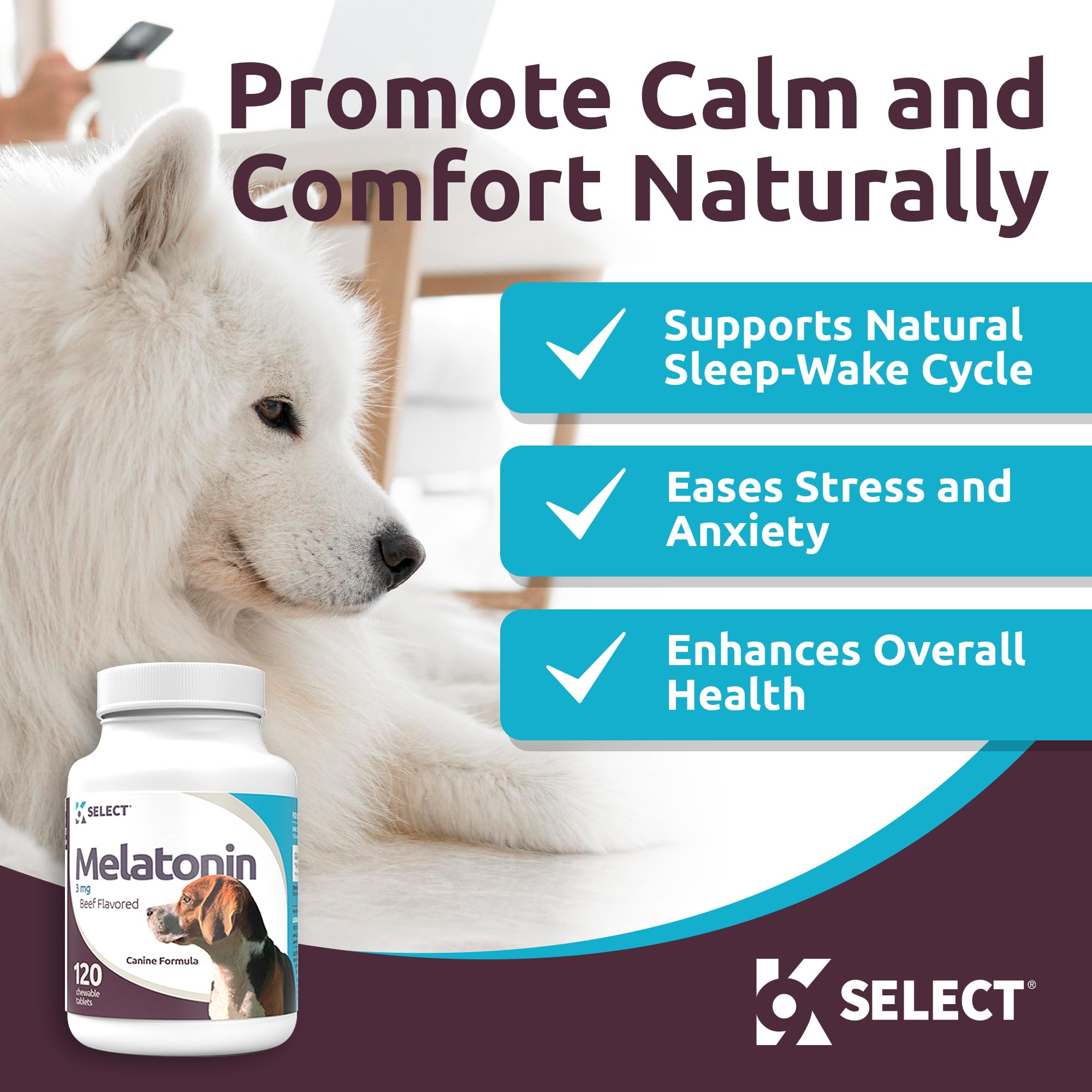 Close-up of beef-flavored chewable tablet texture for K9 Select calming support