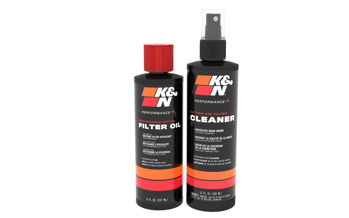 K&N front packaging of cleaning kit showing contents and benefits