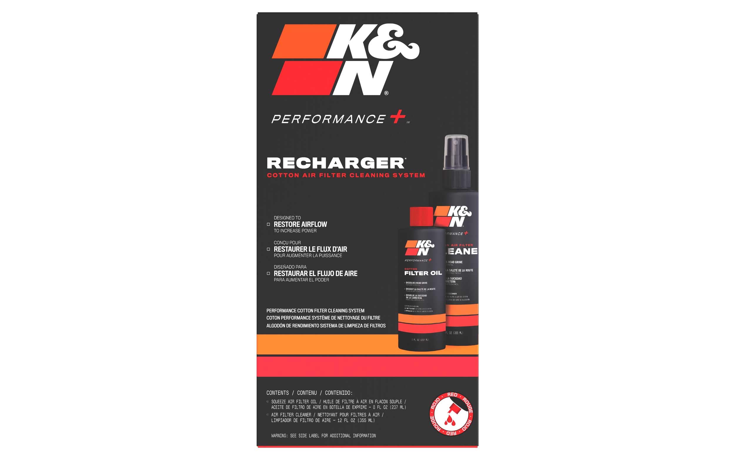 K&N Power Kleen spray bottle close-up dissolving dirt for easy rinse
