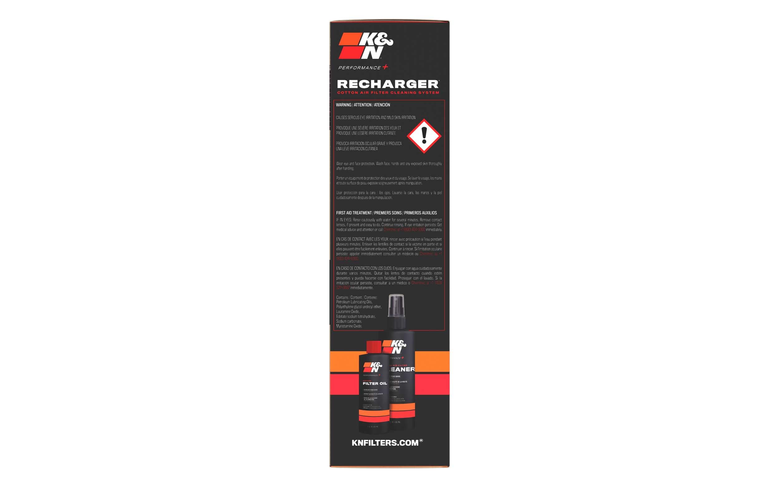 K&N red filter oil squeeze bottle detail enabling precise re-oiling