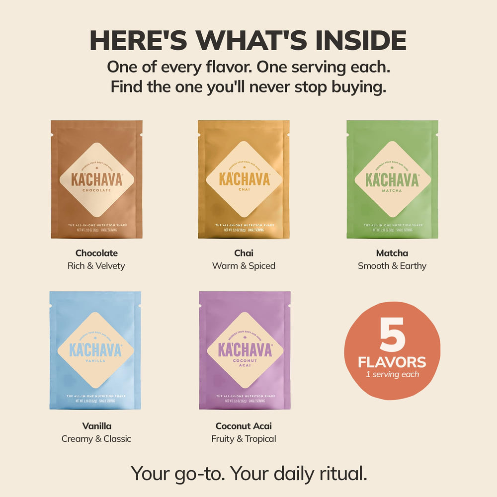 Ka'Chava single-serve packet close-up highlighting easy travel use