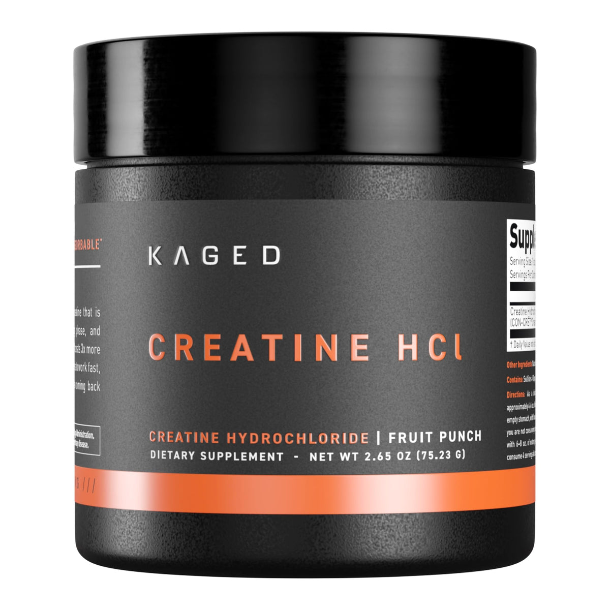 Kaged front pack displaying fruit punch flavor and 75 servings benefit clarity