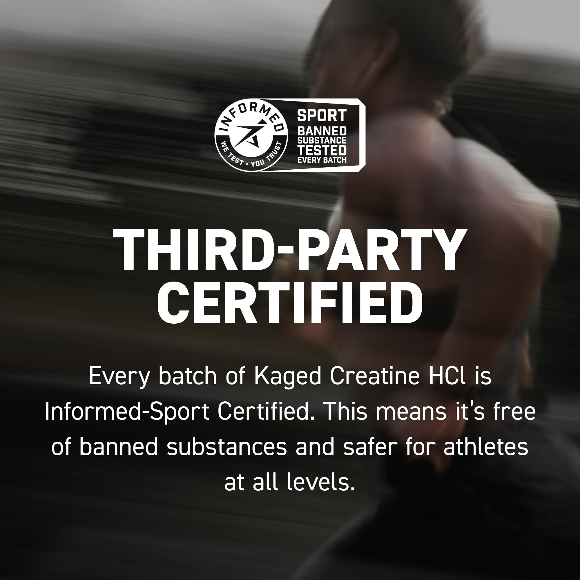 Kaged label detail highlighting patented Creatine HCl and ingredient transparency