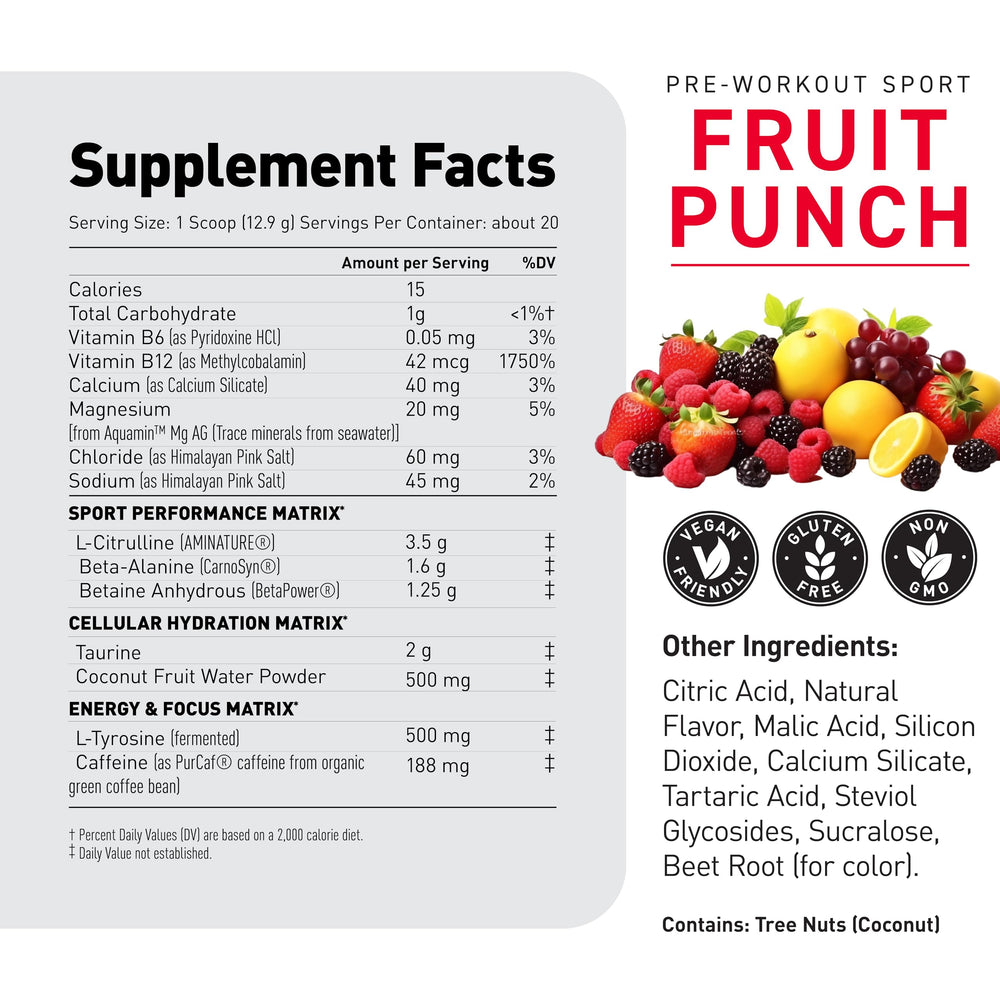 Kaged pre-kaged sport fruit punch poured in glass showing refreshing preworkout taste