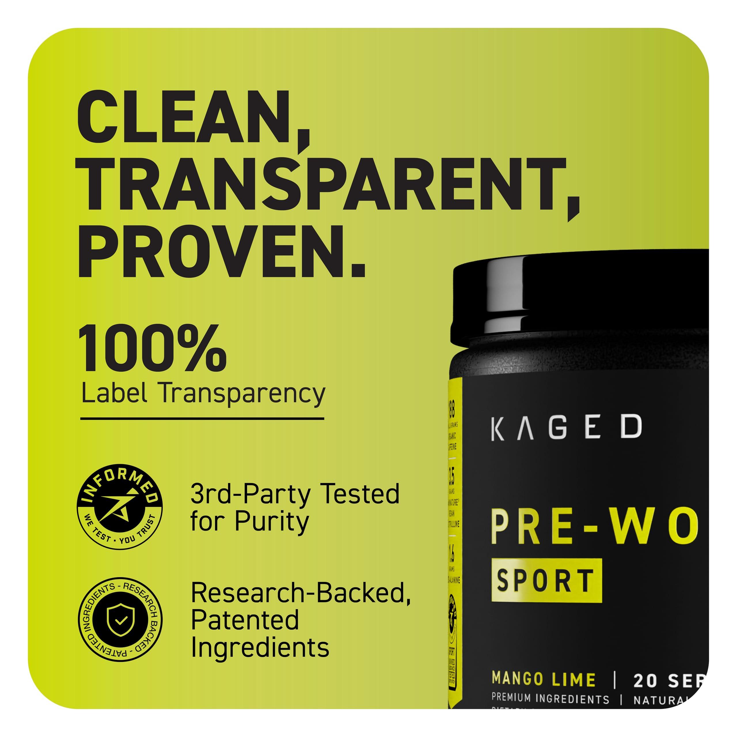 Powder heap with citrulline and electrolytes showing Kaged ingredient clarity