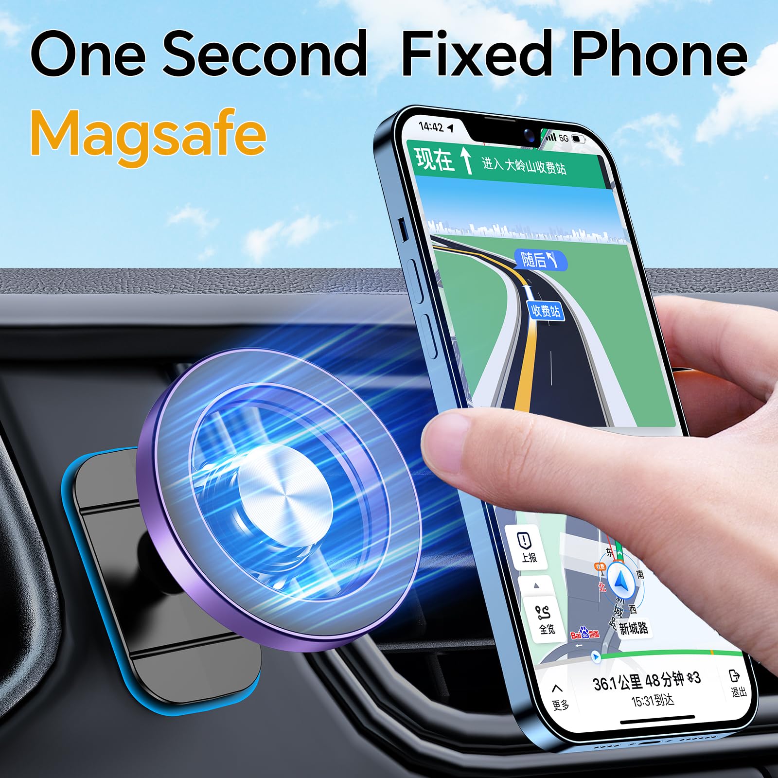 Kaistyle mounted on car dashboard demonstrating low profile and steady adhesive hold