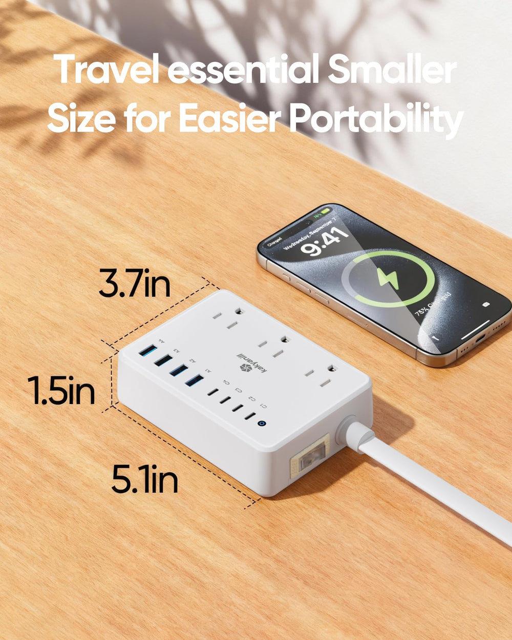 kakyanill next to smartphone to illustrate compact size and home utility