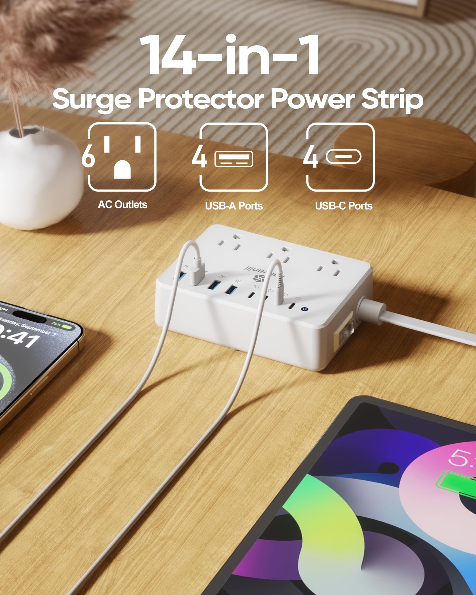 kakyanill close-up of USB-C and USB-A ports demonstrating fast-charging capability