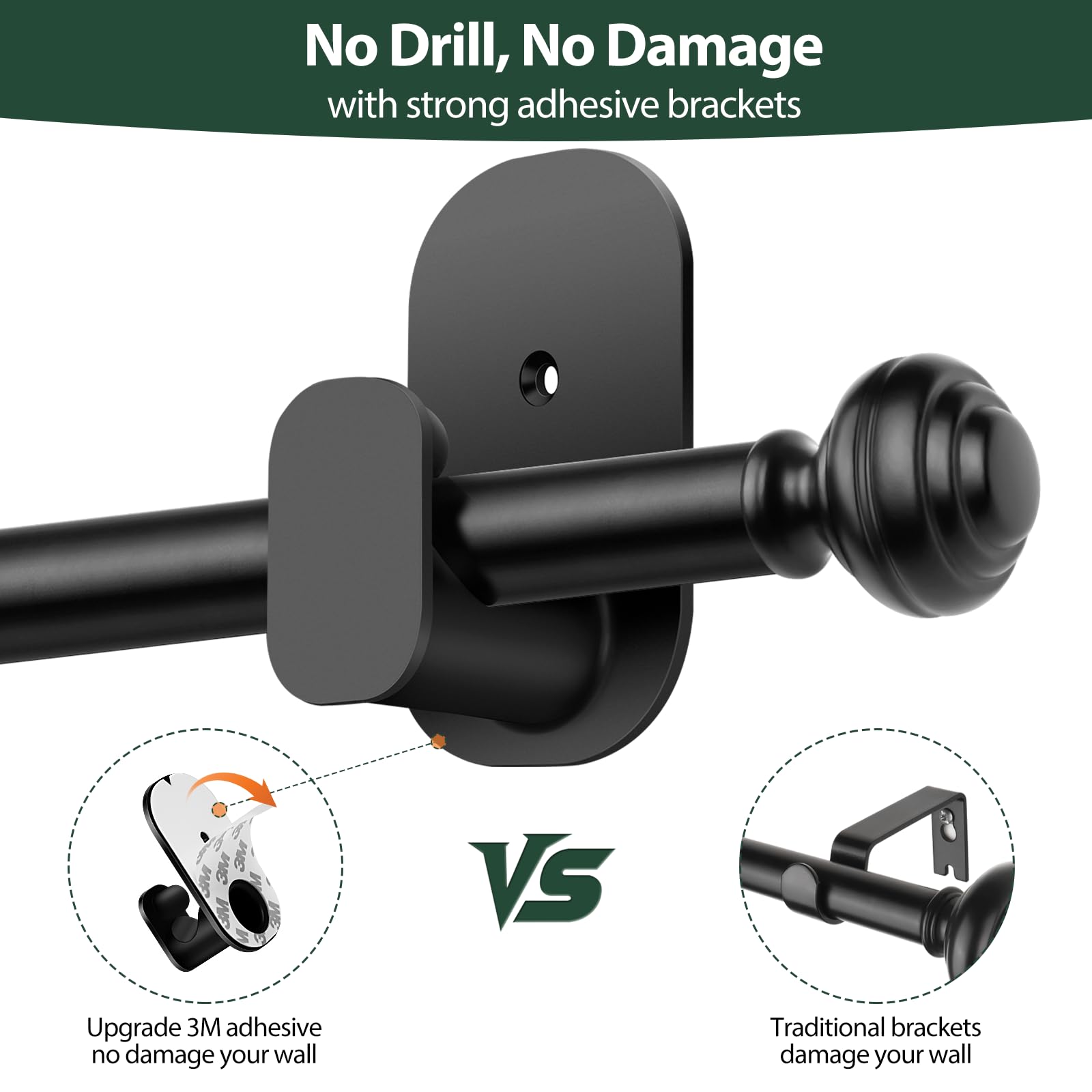 KAMANINA rod installed on glass door demonstrating damage-free mounting benefit