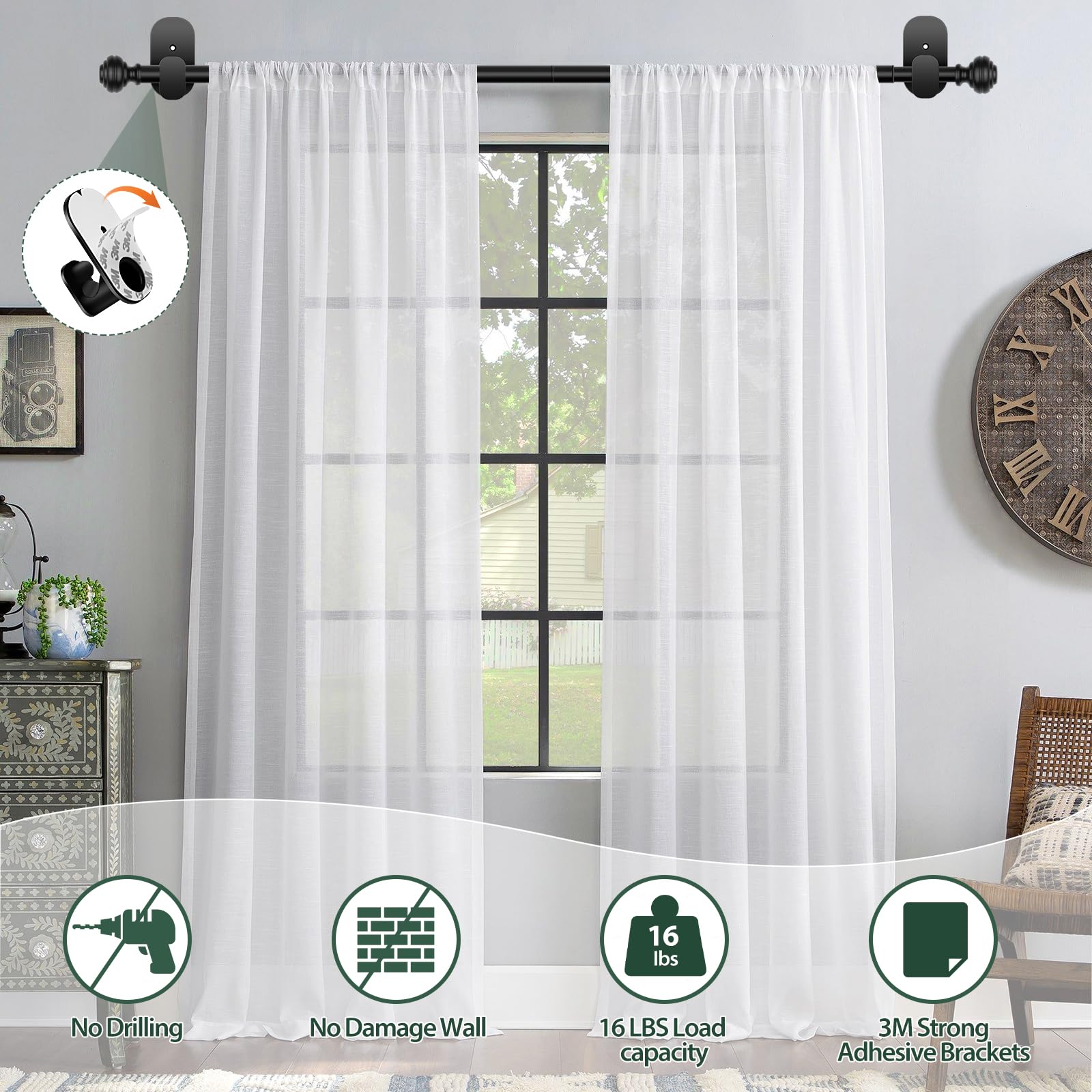 KAMANINA rod over window showing full length range and flexible sizing benefit