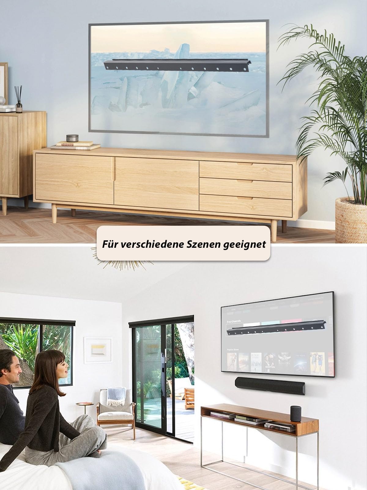 KAMIWI size comparison showing mount with 55 inch TV to confirm fit limits