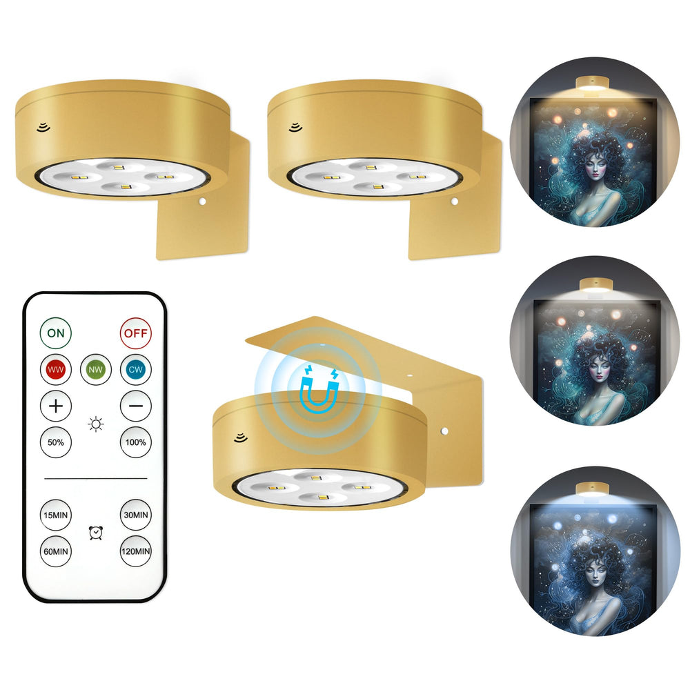 Kandicyar gold picture light front view showing elegant design and easy accent lighting