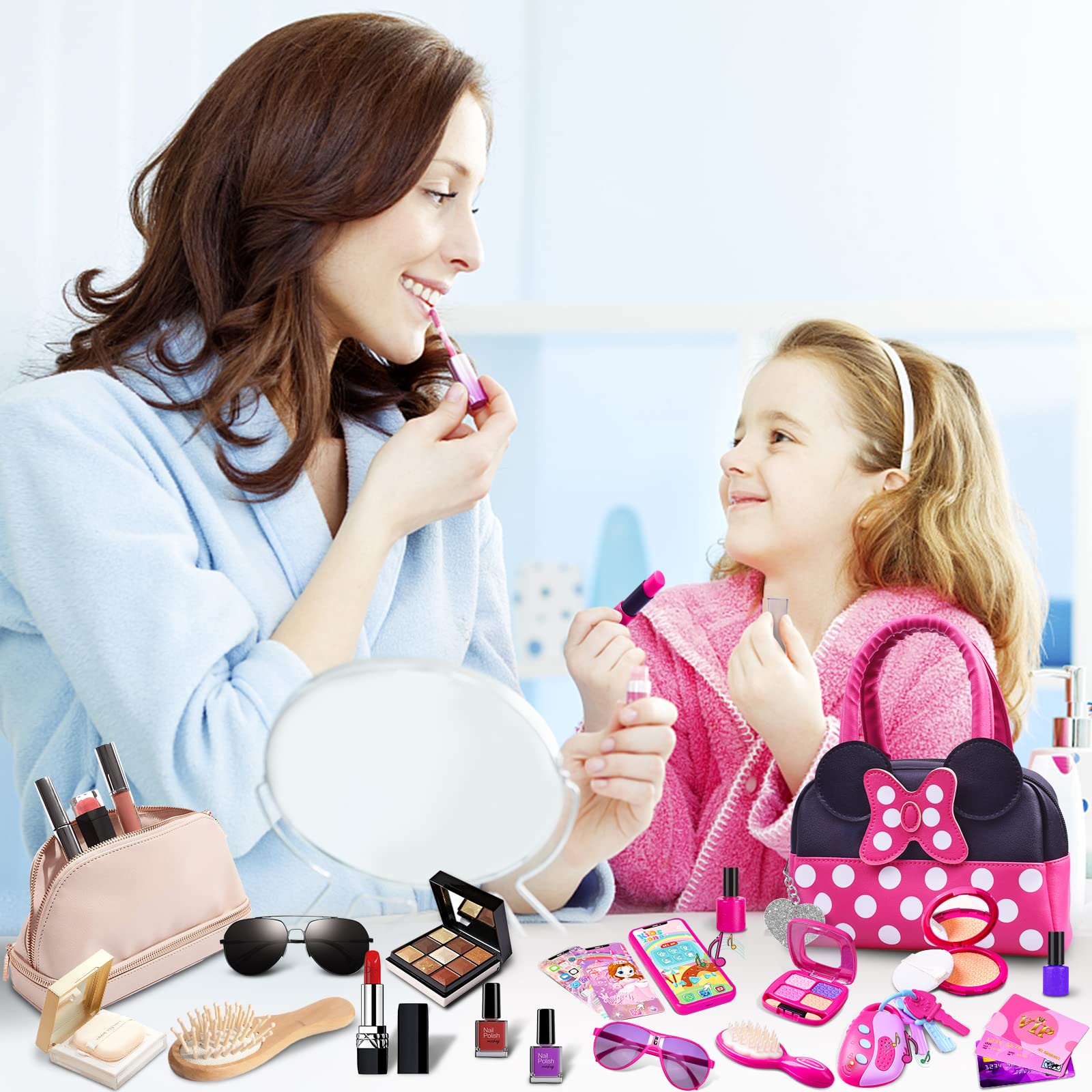 Kaodezhu accessories laid out including cards keys compact and sunglasses for role-play variety