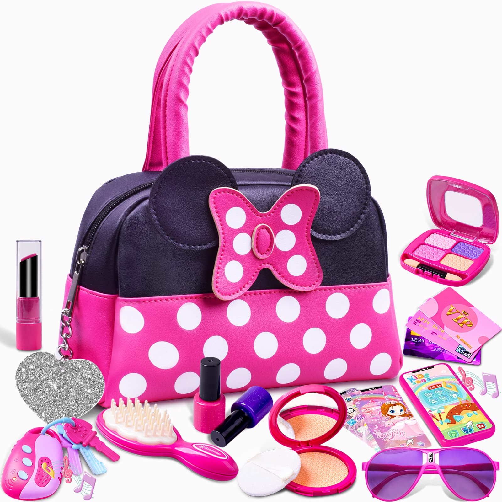 Kaodezhu purse front view open showing organized toy accessories and storage benefit