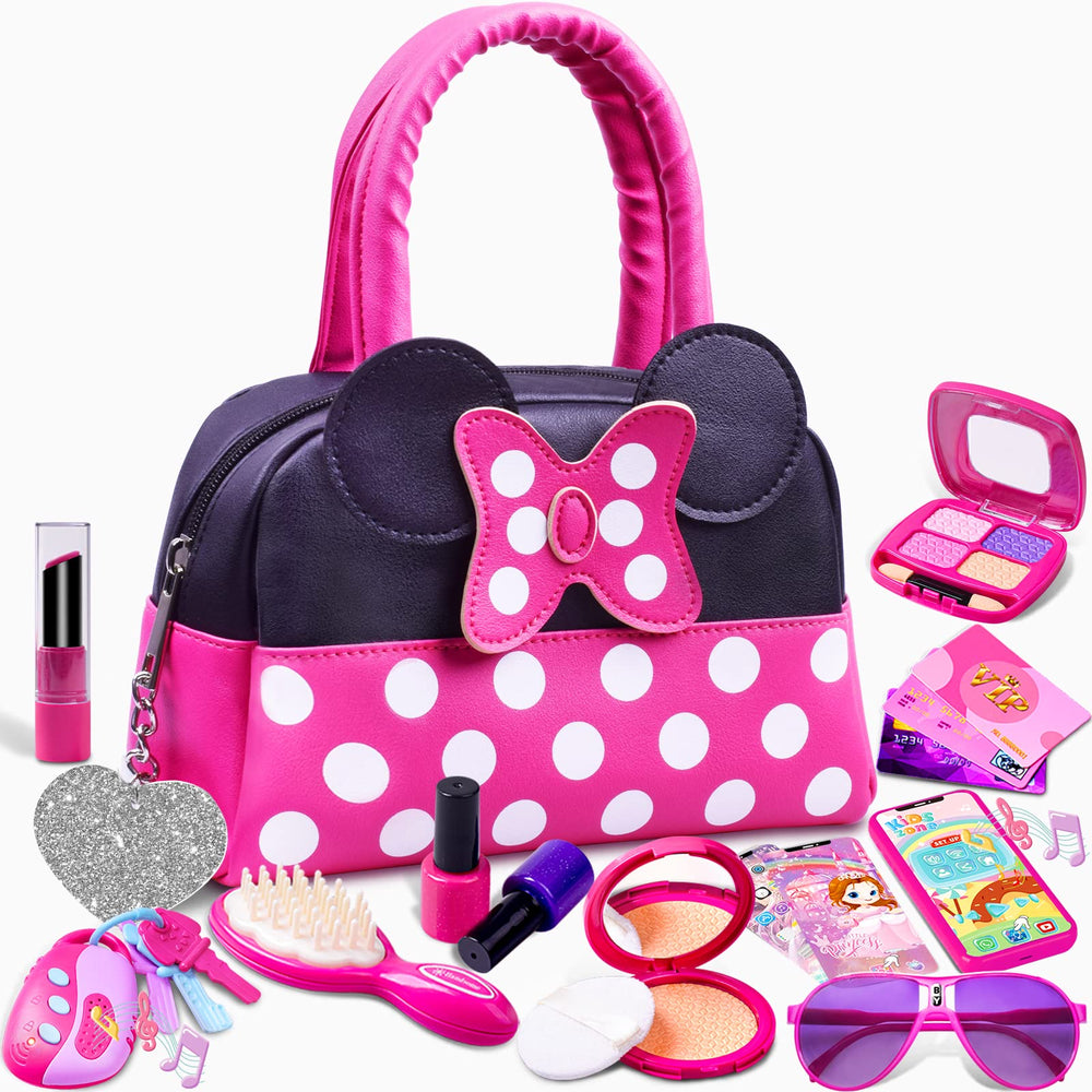 Kaodezhu purse front view open showing organized toy accessories and storage benefit