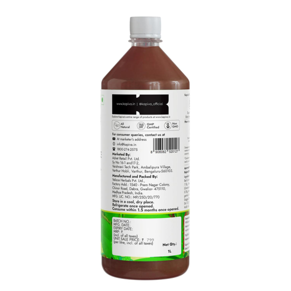 Clear shot of Kapiva BP Care Juice label and ingredient panel for informed choice