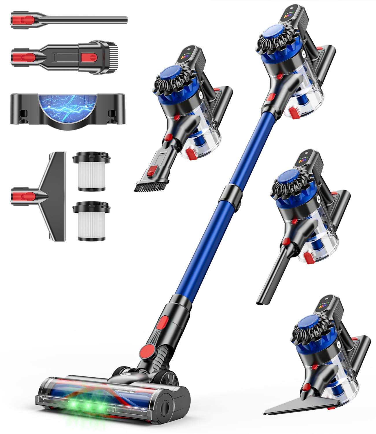 KARDV stick vacuum front view showing compact, upright design and versatile use