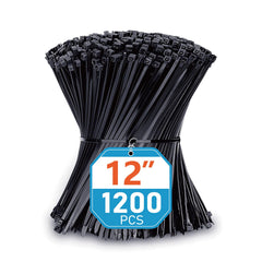 Karoka front packaging of 1200 black 12-inch zip ties showing bulk value and brand