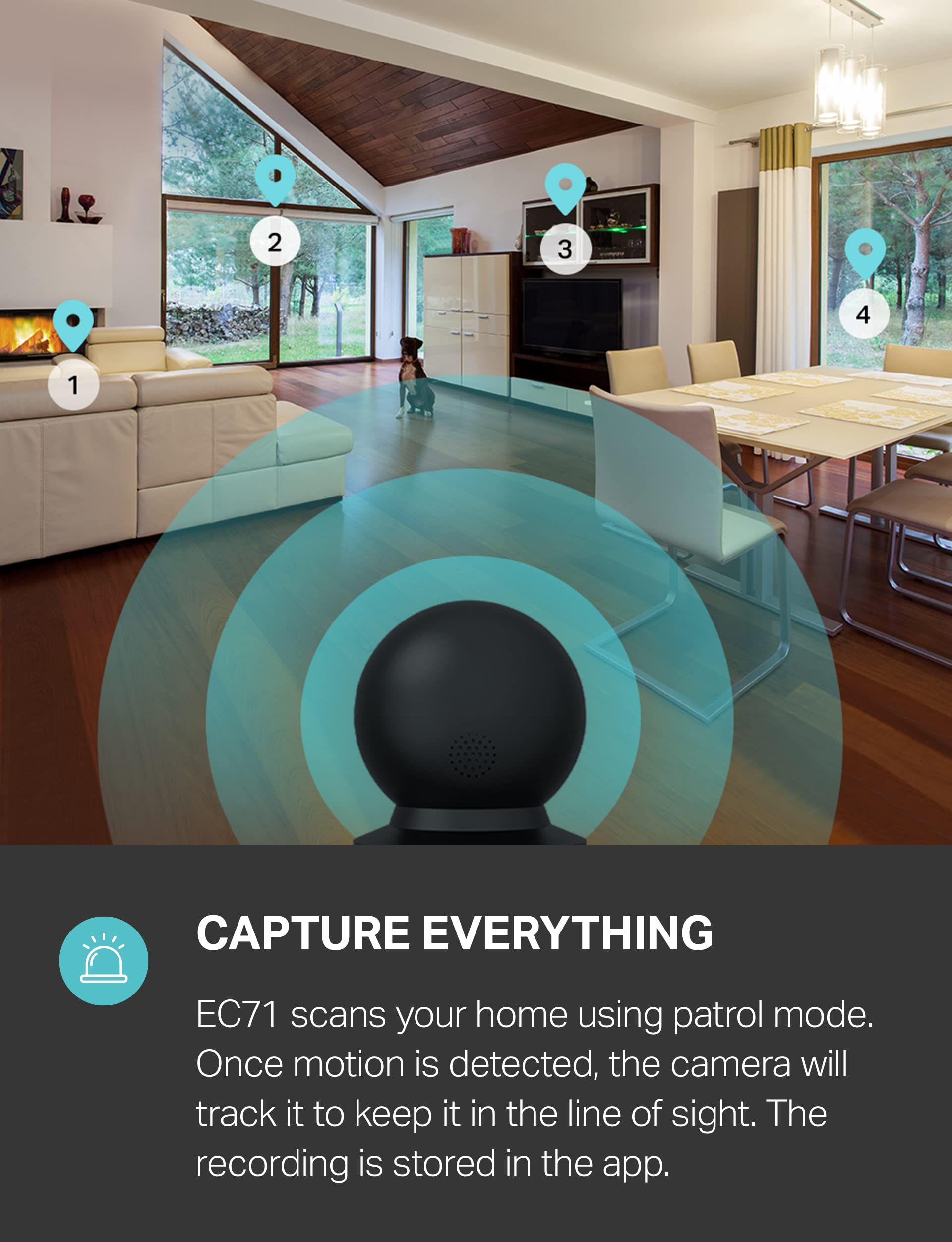 Kasa EC71 lens close-up highlighting sensor detail for crisp 1080p video