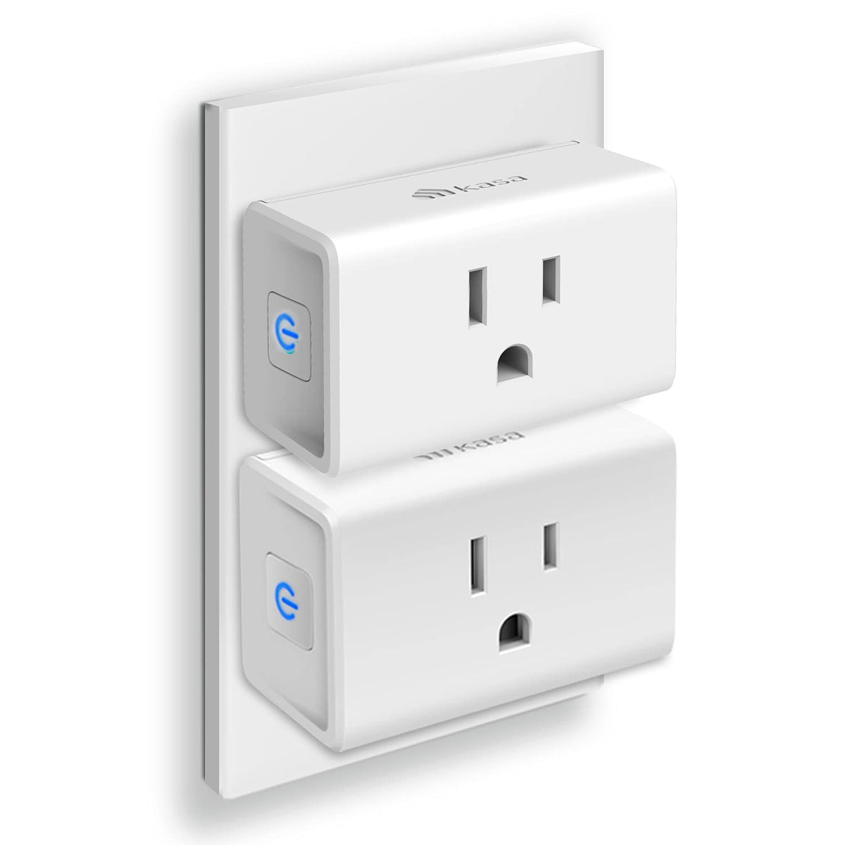 Kasa Smart EP10 front view showing compact plug that preserves adjacent outlet