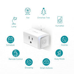 Kasa Smart HS103 plugged into wall outlet demonstrating no hub required remote control