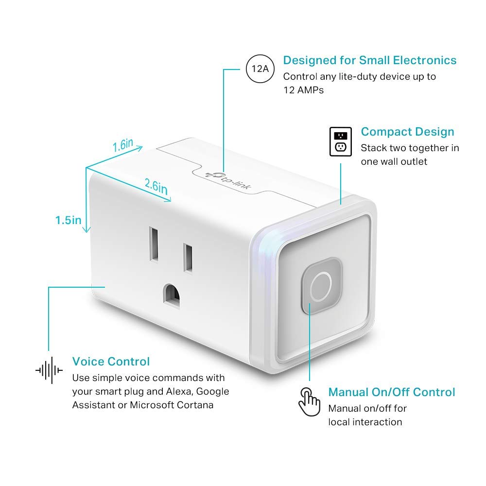 Kasa Smart HS103 controlling living room lamp showing voice and app convenience