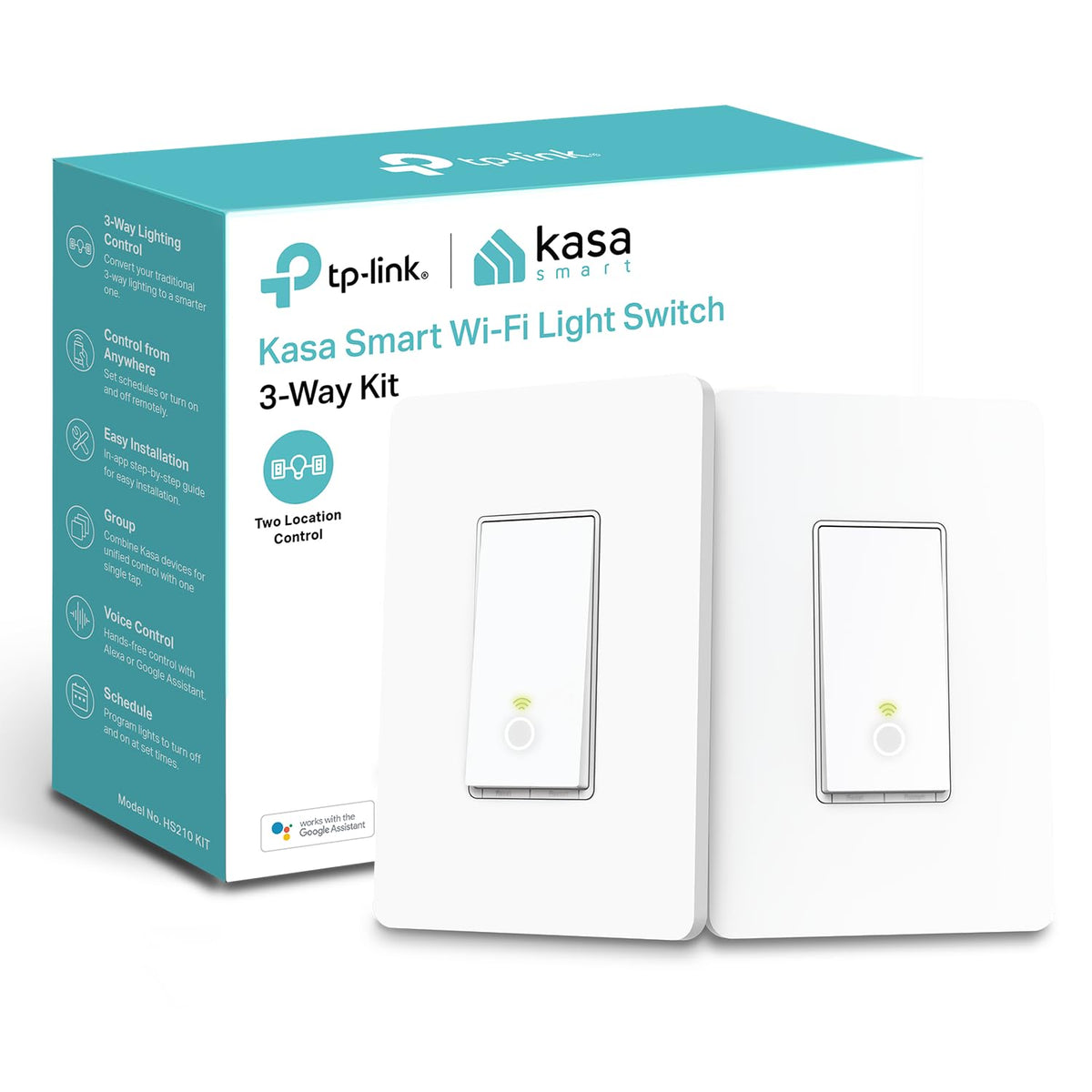 Kasa Smart HS210 front view showing rocker and clean faceplate benefit intuitive control