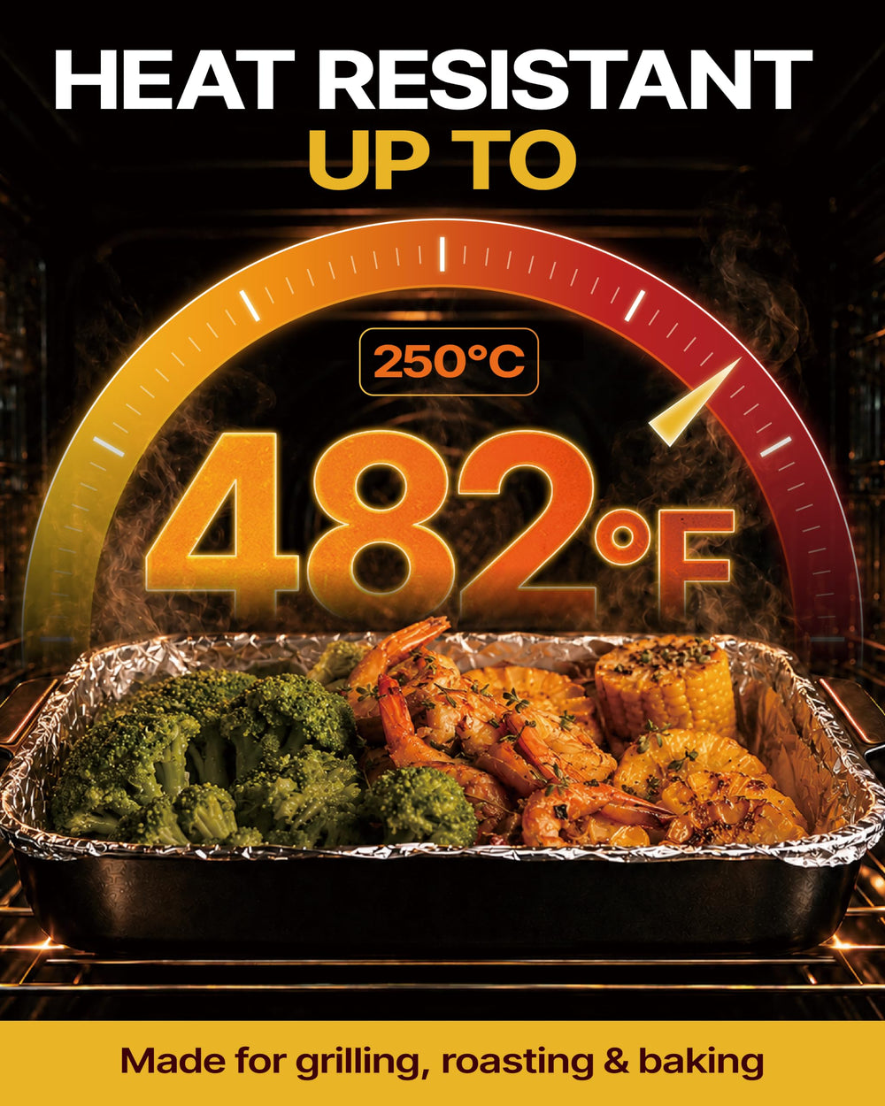 katbite foil lining a roasting pan, makes cleanup faster and easier