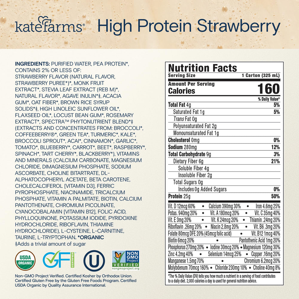 Kate Farms shake in a tote bag lifestyle shot showing portable nutrition benefit