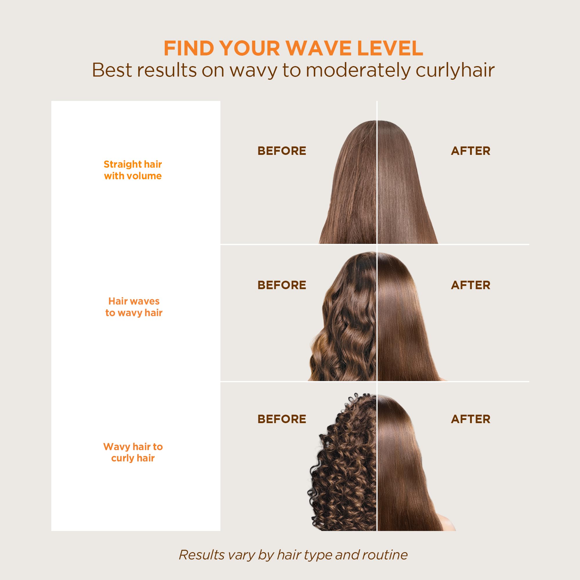KATIVA before and after styling comparison showing reduced frizz and shine