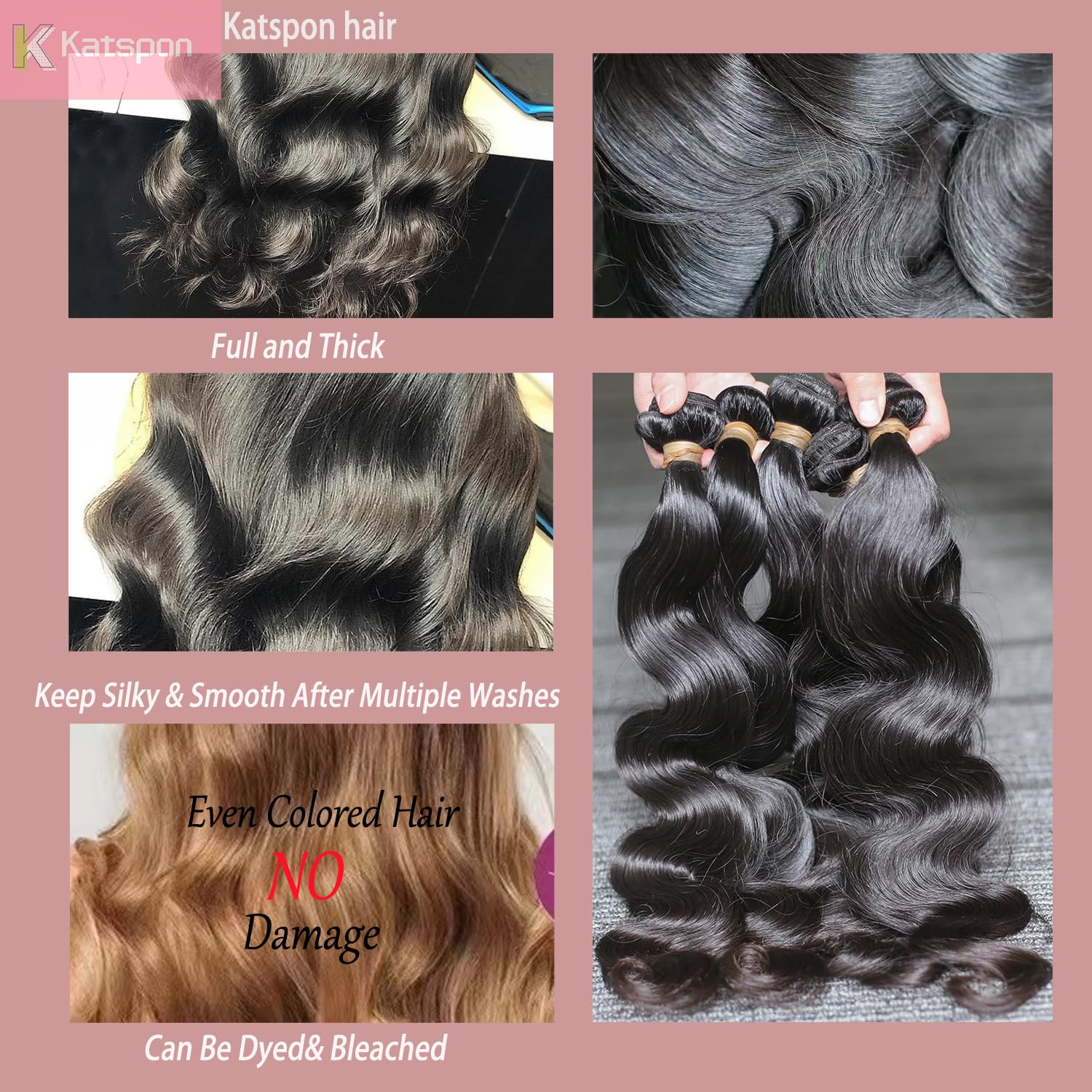 Katspon model wearing 26-inch body wave bundles showing full volume and long-length styling result