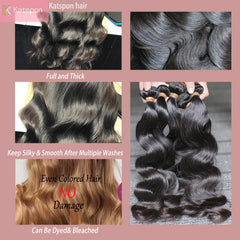 Katspon model wearing 26-inch body wave bundles showing full volume and long-length styling result