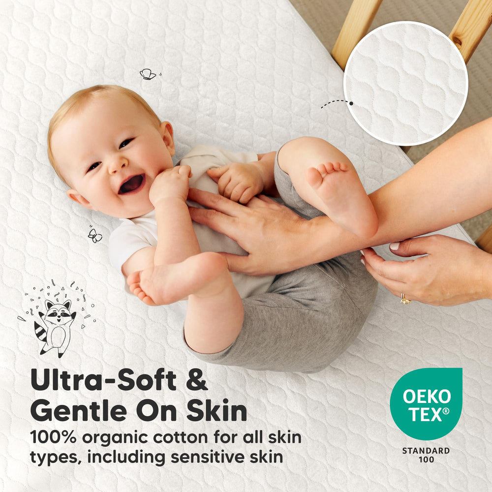 KeaBabies elastic hem close-up ensuring snug mattress fit