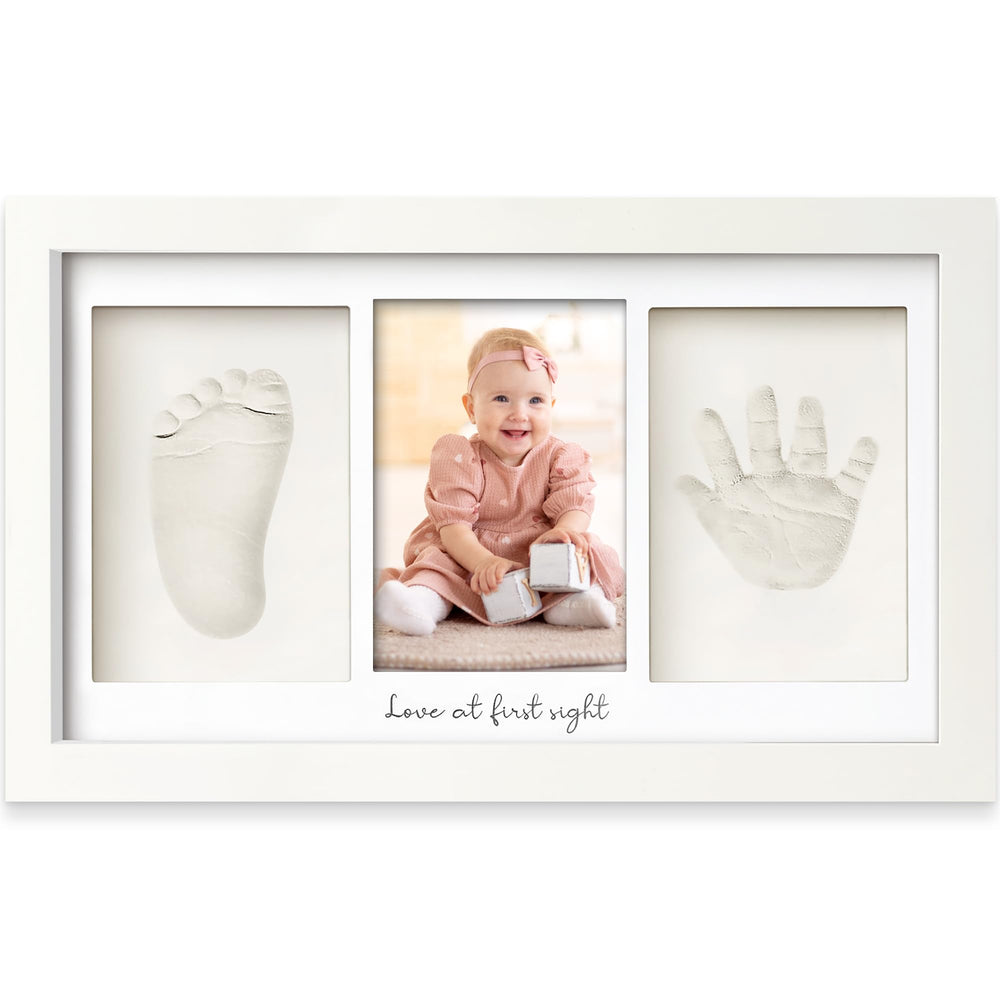 KeaBabies frame front view showing Alpine White finished display and preserved keepsake