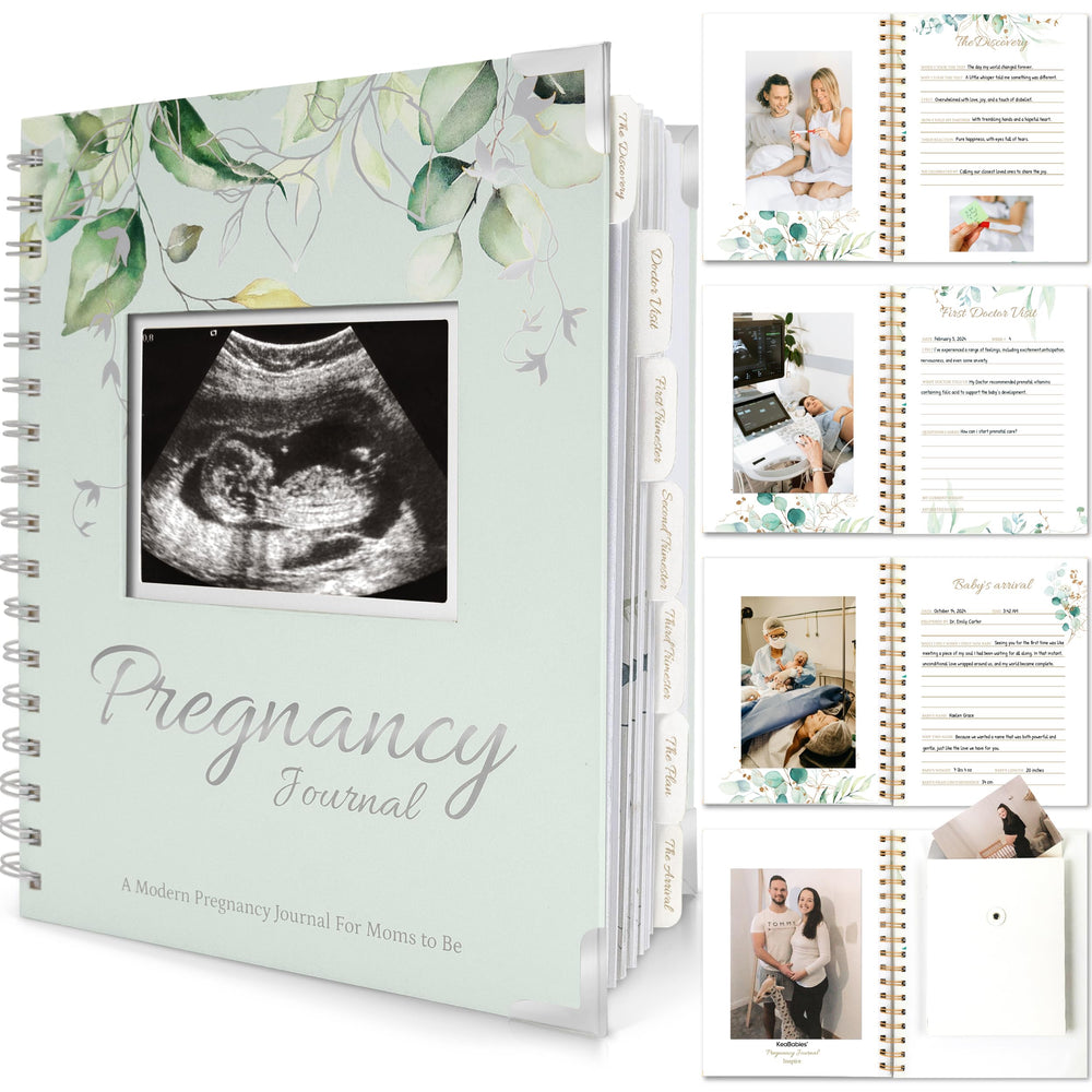 KeaBabies sage hardcover front cover shows calming design and keeps belongings organized