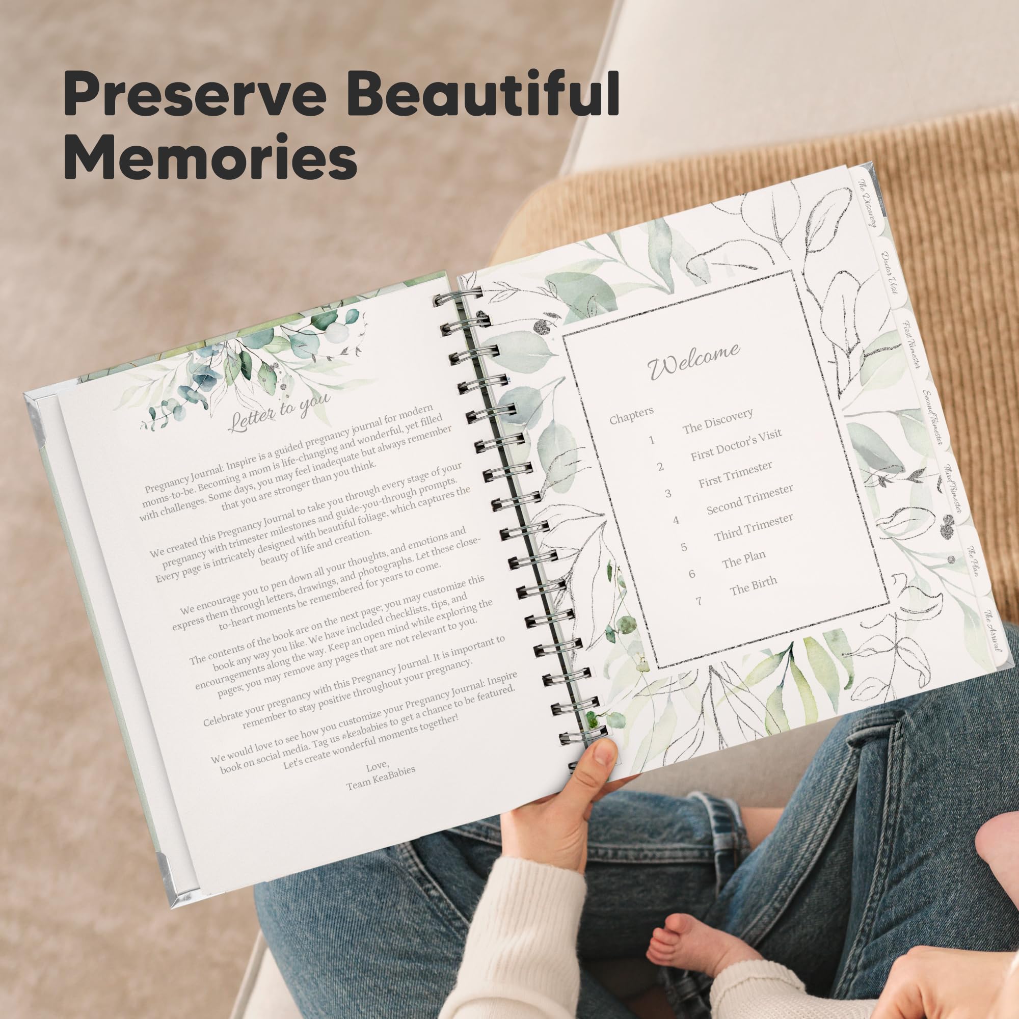 KeaBabies journal held in hand to show compact size and portability advantage